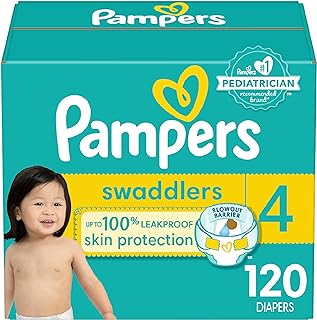 Pampers Swaddlers Diapers - Size 4, 120 Count, Ultra Soft Disposable Baby Diapers