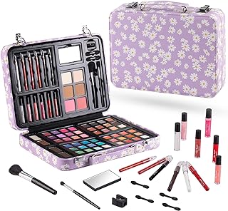Hot Sugar Makeup Kit for Teenager Girls 10-12, All in One Beginner Makeup Kit for Women Full Kit, Teen makeup kit Cosmetic Gift Set on Birthday Christmas(PURPLE DAISY)