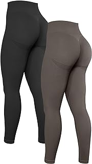 OQQ Women's 2 Piece High Waist Workout Butt Lifting Leggings Tummy Control Ruched Booty Smile Yoga Pants