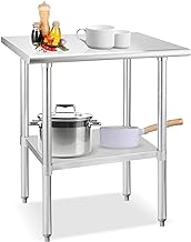Wrilibo Stainless Steel Table 30 x 24 Stainless Steel Work Table with Height Adjustable Under Shelf, NSF Stainless Steel Prep Table for Commercial Kitchen, Restaurant, Garage, Home and Hotel