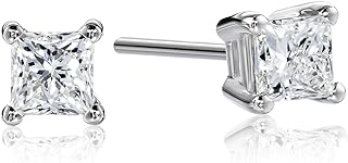 Amazon Collection Certified Platinum Princess-Cut Diamond Stud Earrings (G-H Color, VS2 Clarity)