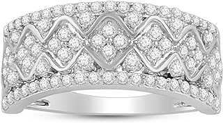 Jewelili 10k white gold 3/4 Cttw white Round Diamond Ring, size 7