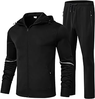 Men's Tracksuits Set Full Zip Jacket Hoodie Sweatsuit Running Sport Pants Outfits for Men with Zipper Pockets