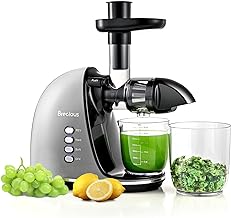 Slow Masticating Juicer,Brecious Cold Press Juicer with 2 Speed Modes & Quiet Motor,Juicer Machines Vegetable and Fruit with Reverse Function,Celery Juicer,BPA-Free,Easy to Clean(Silver)