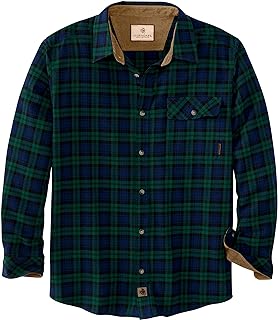 Legendary Whitetails Men's Buck Buck Camp Flannel Shirt, Long Sleeve Plaid Button Down Casual Shirt for Men, with Corduroy Cuffs, Fall & Winter Clothing, Tartan Forest Plaid, XX-Large Tall