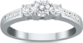 Diamond Three Stone Ring Available in 10K White Gold (1/2ctw - 1 1/2ctw)
