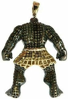 SCASTING 5Ct Black Diamond Angry Hulk Customized Charm Pendant Men's 14K Yellow Gold Over
