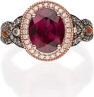 Gin & Grace 14K Rose Gold Purplish Pink Natural Garnet Ring Daily Work Wear Jewelry for Women Gifts for Her