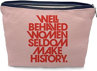 NOGRIT feminist gifts，female empowerment gifts，，strong women gifts，Pink Preppy Makeup Bag,Well-Behaved Women Seldom Make History Makeup bag，girl power，Inspirational Gifts，empowered women empower women