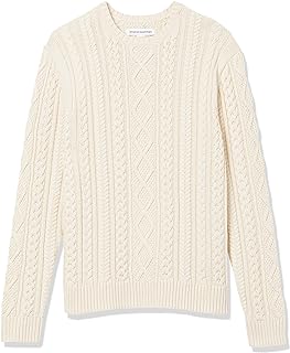 Amazon Essentials Men's Long-Sleeve 100% Cotton Fisherman Cable Crewneck Sweater