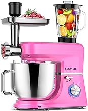 COOKLEE 6-IN-1 Stand Mixer, 8.5 Qt. Multifunctional Electric Kitchen Mixer with 9 Accessories for Most Home Cooks, SM-1507BM, Pink