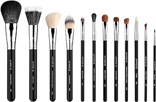 Sigma Beauty Essential Makeup Brushes Set – Professional Grade Makeup Brush Set with Premium Fibers and Sleek, Durable Handles for Face & Eyes, Includes 12 CK001 Black Makeup Brushes