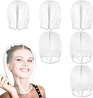 6 Pcs Makeup Protector Hood Washable Light Airy Nylon Chiffon Makeup Hood Zipper Closure Reusable Make up Face Cover for Women Girls Beauty Weddings (White)