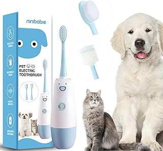 Dog Toothbrush,Cat Toothbrush Kit with 3 Replacement Head, Electric Toothbrush for Dogs,Pet Dental Cleaning Kit Suitable for All Cats and Dogs,Remove Bad Breath Tartar (Blue)