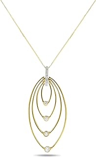 Jewelry Bliss 14k Yellow Gold Chain Necklace & Diamond Open Journey Pendant - April Birthstone Necklace For Women - Ideal For Birthday, Anniversary, Valentine's day, Mother's day - 18 Inch Chain