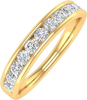 FINEROCK 1/2 Carat Channel Set Diamond Wedding Band Ring in 14K Gold or Platinum