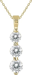 1 Carat TW Three Stone Diamond Pendant Available in 14K Yellow and White Gold