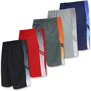 5 Pack: Men's Mesh Athletic Performance Gym Shorts with Pockets (S-3X)