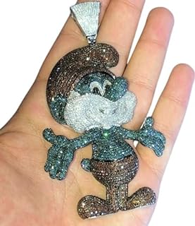 SCASTING Fancy Men's Cartoon Pendant Simulated Color Diamond 14K Gold Plated 925 Silver