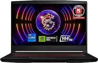 MSI Thin GF63 Gaming Laptop: Intel Core i5-12450H GeForce RTX 2050, 15.6" FHD, 144Hz, 8GB DDR4, 512GB NVMe SSD, Type-C USB 3.2 Gen 1, Cooler Boost 5, Win 11 Home: Black 12UCX-484US