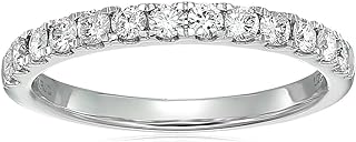 VIR JEWELS 1/2 carat (ctw) Diamond Wedding Anniversary Band for Women, Half Eternity Round Diamond Engagement Ring 14K White Gold Prong Pave Set 0.50 cttw, Size 4-10.5