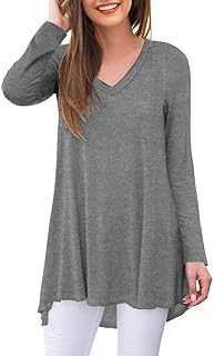 AWULIFFAN Women's Fall Long Sleeve V-Neck T-Shirt Sleepwear Tunic Tops Blouse Shirts