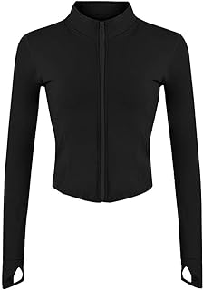 Lviefent Womens Lightweight Full Zip Running Track Jacket Workout Slim Fit Yoga Sportwear with Thumb Holes