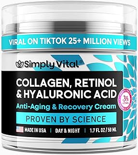 SimplyVital Face Moisturizer Collagen Cream - Anti Aging Neck and Décolleté - Made in USA Day & Night Face Cream - Moisturizing, Lifting & Recovery – 1.7oz