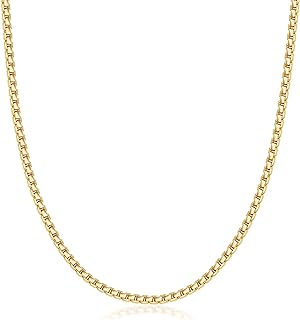 PORI JEWELERS 14K Gold 1.8MM, 2.5MM, or 3.5MM Round Box Chain Necklace -16"-30" Yellow or White Gold- For Men and Women