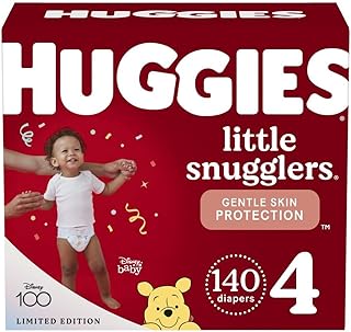 Huggies Size 4 Diapers, Little Snugglers Baby Diapers, Size 4 (22-37 lbs), 140 Count
