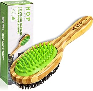 HOP Short Hair Dog Brush Pet Brushing Grooming Comb for Short Hair Coats Detangling and Shedding Coat Hair Remover Two Sided Removing Dirt & Loose Hair for Dogs Home of Paws