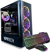 ViprTech Mutineer Gaming PC Desktop - Intel Core i7 (3.8GHz), GeForce GTX 1660 Super 6GB, 16GB RAM, 512GB NVMe SSD, RGB Keyboard Mouse Mousepad, WiFi, Bluetooth, Win 10, Streaming, Editing, Black