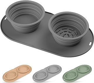 Collapsible Dog Bowls Travel Water Bowl, Silicone Dog Bowls Small Size, Puppy Bowls for Dogs Cats Pet Foldable Feeding Watering Dish Traveling Camping Walking(Dark Grey)
