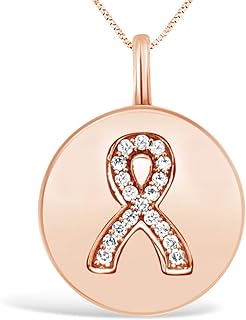 Jewelry Bliss 10K Rose Gold 1/10 Ct Diamond Ribbon Pendant Necklace For Women Birthstone April. (18 Inch Chain)