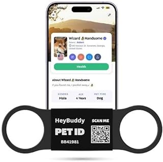 HeyBuddy™ Slide Series - QR Code Smart Pet Tags for Dogs & Cats, Personalized Pet Tag Stores Multiple Information, Includes Passive Location Tracking, Real-Time Notification & Community Alerts
