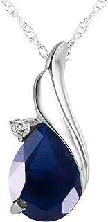 Galaxy Gold GG 2.53 Carat 14k Solid White Gold Necklace with Natural Diamond and Sapphire