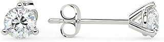 1/2 to 4 Carat Brilliant Cut Lab Grown Diamond Round Stud Earrings for Women in 14k Gold (G-H Color, VS1-VS2 Clarity, cttw) 3-Prong Martini Setting Push Back Studs by Carbon Atelier