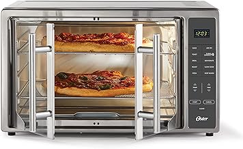 Oster Air Fryer Oven, 10-in-1 Countertop Toaster Oven, XL Fits 2 16" Pizzas, Stainless Steel French Doors