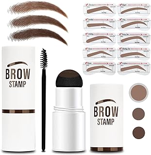Eyebrow Stamp Stencil Kit, One-Step Vegan Eyebrow Stamp Pomade for Women & Girls - Included Waterproof Eyebrow Stamp and 10 Reusable Shaping Kit for Perfect Eyebrow Makeup