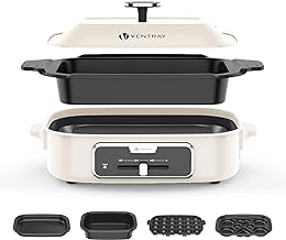 Indoor Electric Grill Appliance Griddle Party Electric Skillets Set with 5 Removable Nonstick Plates for Grilling, HotPot, BBQ, Dessert,Stir Fry, Paella Pasta Pot, All in One Cooking Machine