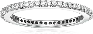 VIR JEWELS 1/2 carat (ctw) Diamond Wedding Anniversary Band for Women, Full Eternity Round Diamond Engagement Ring 14K White Gold Prong Set 0.50 cttw, Size 4.5-10