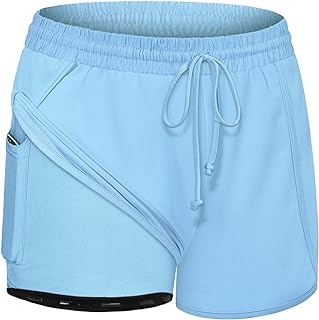 Blevonh Women Yoga Running Shorts 2 in 1 Workout Athletic Shorts with Pockets S-3XL