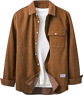 SHENHE Men's Corduroy Button Down Shirts Long Sleeve Shacket Jacket Casual Stylish Fashion Outwear