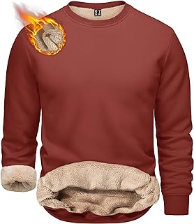 TACVASEN Men's Crewneck Sweatshirt Warm Sherpa Lined Sweatshirts Heavyweight Long Sleeve Underwear Winter Fleece Pullover