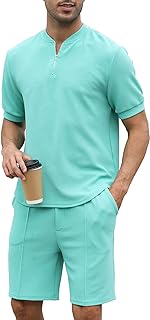 FZNHQL Fashion Men's Tracksuits 2 Piece Casual Athletic Jogging Outfits Short/Long Sleeve Track Suits for Men Set