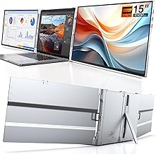 L LIMINK LK15 15" Al Alloy Portable Triple Monitor for Laptop, Frameless 1080P FHD Laptop Monitor Screen Extender for 13-16" Laptop, Plug-Play for Windows & MacBook Pro
