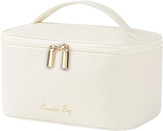 KITENROM Travel Makeup Bag Portable Cosmetic Bags for Women Large Toiletry Bag Cute Pouch Organizer Waterproof (Light Beige)