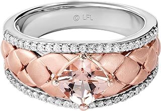 Jewelili Star Wars™ Fine Jewelry Galactic Royalty Women's Ring 1/5 Ct.Tw. White Diamonds and Morganite True Two Tone Silver and 10K Rose Gold