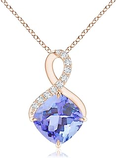 Angara Natural Tanzanite Solitaire Pendant Necklace for Women, Girls in 14K Solid Gold/Sterling Silver | December Birthstone | Jewelry Gift for Her | Birthday|Wedding Anniversary