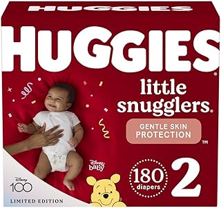 Huggies Size 2 Diapers, Little Snugglers Baby Diapers, Size 2 (12-18 lbs), 180 Count